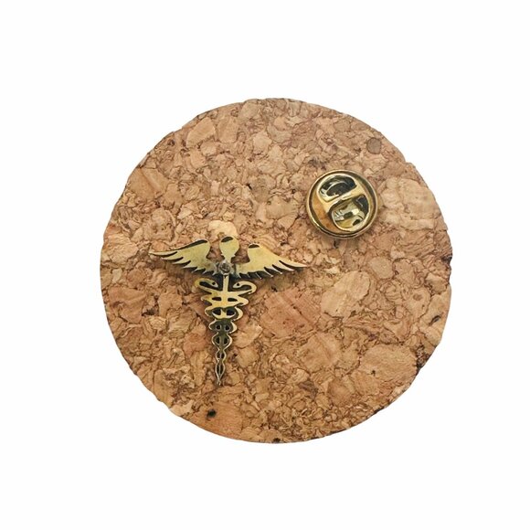 ❤️Pin Caduceus Medical Doctor Symbol Medicine Medical Broch Gold Stainless steel - Picture 4 of 5